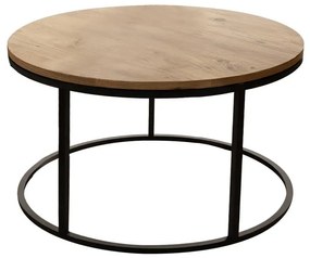 Τραπέζι σαλονιού Drion oak μελαμίνης-μαύρο μέταλλο Φ60x40εκ 60x60x40 εκ.