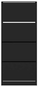 vidaXL Παπουτσοθήκη με 4 Ανακλινόμενα Συρτάρια Μαύρη 80x34x187,5 εκ.