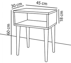 Κομοδίνο Hank καρυδί 45x30x60εκ