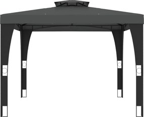 vidaXL Κιόσκι με Διπλή Οροφή Ανθρακί 2,98x2,98 μ. Ατσάλινο