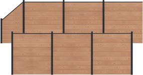 vidaXL Πάνελ Φράχτη 7 pcs WPC και Αλουμίνιο Καφέ