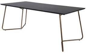 Τραπέζι Dallas 1721, Μαύρο, Χάλκινο, 75x90x190cm, Ινοσανίδες μέσης πυκνότητας, Φυσικό ξύλο καπλαμά, Μέταλλο | Epipla1.gr