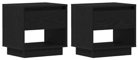 vidaXL Κομοδίνο 2 pcs Μαύρη δρυς 45 x 34 x 44 εκ Επεξεργασμένο ξύλο