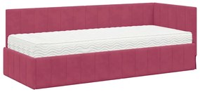 vidaXL Κρεβάτι Γωνίας με στρώμα Μπορντό 80 x 200 cm Βελούδο