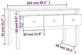 Τραπεζάκι Σαλονιού Μαύρο 102x49x55 εκ. από Μασίφ Ξύλο Πεύκου - Μαύρο