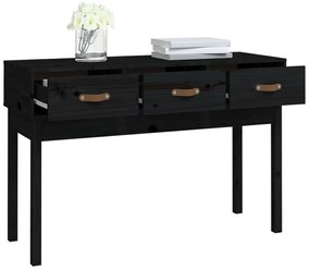 vidaXL Τραπέζι Κονσόλα Μαύρος 114x40x75 εκ. από Μασίφ Ξύλο Πεύκου