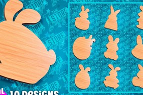 Σετ των 2 Intra απο ξύλο plywood Χρώμα wenge 3mm-4mm πάχος - Πασχαλινές σανίδες κοπής | Κόψιμο με λέιζερ λαγουδάκι Δίασταση 15x15 cm INTRAFABR-124769118