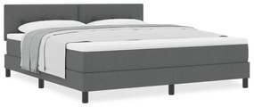 vidaXL Κρεβάτι Box Spring με Στρώμα Σκούρο Γκρι 180x200 εκ. Υφασμα