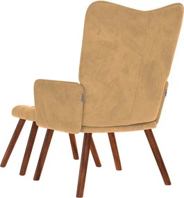 vidaXL Πολυθρόνα Relax Καφέ Βελούδινη με Σκαμπό