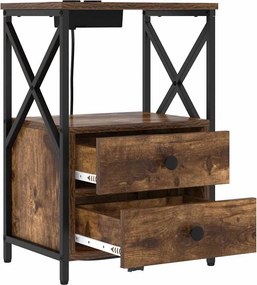 vidaXL Κομοδίνο 2 τμχ. Καπνιστό Δρύς 40 x 31 x 60 εκ.