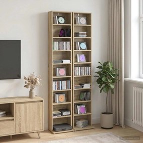 vidaXL Ντουλάπα CD 2 τμχ. Sonoma Δρυς 33 x 23,5 x 175 εκ.