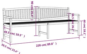vidaXL Παγκάκι Κήπου 228 x 59,5 x 90 εκ. από Μασίφ Ξύλο Teak