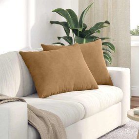 vidaXL Μαξιλάρι Καναπέ 2 τμχ. Βελούδο Καφέ 70 x 50 cm