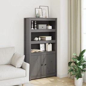 vidaXL Ντουλάπι Ψηλό Γκρι 80x35x154 εκ. από Μασίφ Ξύλο Πεύκου