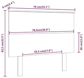 vidaXL Κεφαλάρι Κρεβατιού 79x6x82,5 εκ. από Μασίφ Ξύλο Πεύκου