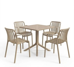 Τραπεζαρία Zoi Groovy pakoworld σετ 5τεμ cappuccino PP 80x80x74εκ