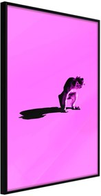 Αφίσα - Monkey on Pink Background - 30x45 - Μαύρο - Χωρίς πασπαρτού