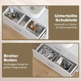 Μοντέρνο έπιπλο μπάνιου με 2 συρτάρια, ελεύθερο ντουλάπι νεροχύτη χωρίς βάση, λευκό