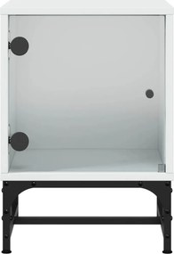 vidaXL Κομοδίνο Λευκό 35x37x50 εκ. με Γυάλινη Πόρτα