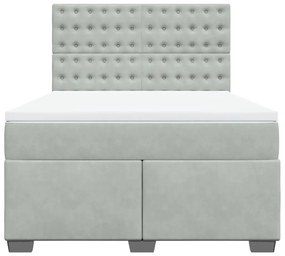 vidaXL Κρεβάτι Boxspring με Στρώμα Ανοιχτό Γκρι 160x200 εκ. Βελούδινο