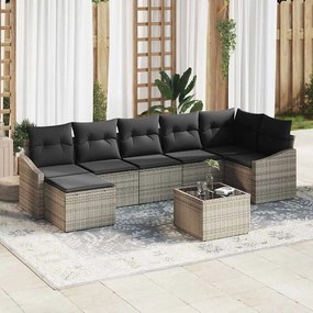 vidaXL Σετ Καναπέ με μαξιλάρι 8 pcs Γκρι συνθετικό ρατάν