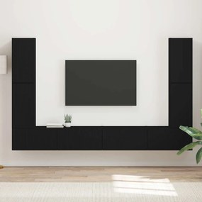 vidaXL Σετ επίπλου τηλεόρασης 8 pcs Μαύρο Επεξεργασμένο ξύλο