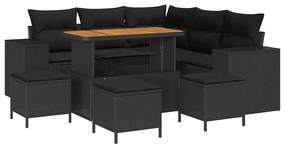vidaXL Σετ Καναπέ Κήπου 9 pcs Μαύρο συνθετικό ρατάν