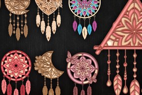 Σετ των 3 Intra απο ξύλο plywood 3mm-4mm πάχος κοπής με λέιζερ Boho Dreamcatcher Δίασταση 8x8 cm INTRAFABR-121402610