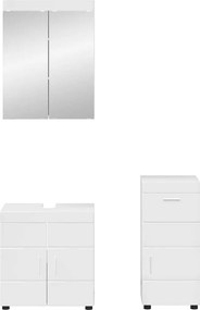 vidaXL Σετ Επίπλων Μπάνιου TULUM 3 pcs Υψηλής γυαλάδας λευκό
