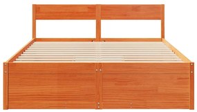 vidaXL Σκελετός Κρεβατιού Χωρίς Στρώμα Καφέ 140x200 Μασίφ Ξύλο Πεύκου