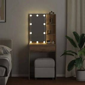 vidaXL Μπουντουάρ με LED Αρτισιανή Δρυς 60x40x140 εκ.