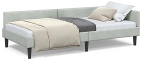 vidaXL Πλαϊνό Κρεβάτι με κεφαλάρι Ανοιχτό γκρι 90 x 190 cm