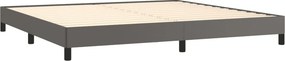 vidaXL Κρεβάτι Boxspring με Στρώμα Γκρι 200x200 εκ. Συνθετικό Δέρμα