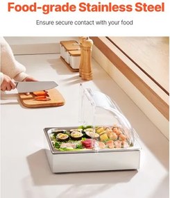 VEVOR Countertop Food Serving Display Container Condiment Dispenser with Lid