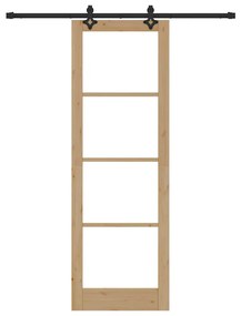 vidaXL Συρόμενη Πόρτα Χειροκίνητος Καφέ 78 x 232 cm Ξύλο και μέταλλο
