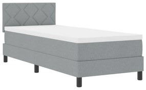 vidaXL Κρεβάτι με ελατήριο και στρώμα & LED Ανοιχτό Γκρι 80x200 cm Ύφασμα