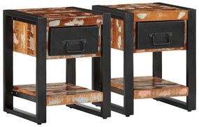 Κομοδίνα 2 τεμάχια Πολύχρωμο Στερεό ακατέργαστο ξύλο Mango