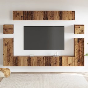vidaXL Σετ επίπλου τηλεόρασης με ράφι 8 pcs Παλιό ξύλο