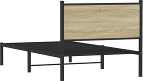 vidaXL Σκελετός Κρεβ. Χωρίς Στρώμα Sonoma Δρυς 100x200 εκ. Μεταλλικό