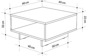 Τραπεζάκι σαλονιού Hola Megapap χρώμα ανθρακί 60x60x32εκ.
