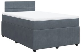 Κρεβάτι Boxspring με Στρώμα Σκούρο Γκρι 120x200 εκ. Βελούδινο - Γκρι