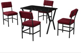 Extendable Dining Table &amp; Chairs Set (5 Pieces) Dubai - Burgundy, Black Burgundy
Black