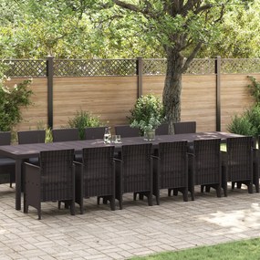 vidaXL Σετ Τραπεζαρίας Κήπου 15 pcs Καφέ Μεγάλο Πολυαιθυλένιο Ράτταν