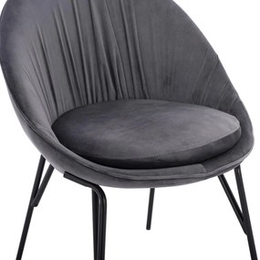 Καρέκλα KELSEY Βελούδο Γκρί με Μαύρα πόδια 59x63x84εκ. 59x63x84 εκ.