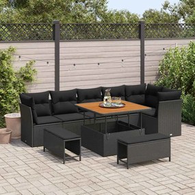 vidaXL Σετ Καναπέ Κήπου 9 pcs Μαύρο συνθετικό ρατάν