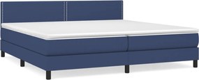 vidaXL Κρεβάτι Boxspring με Στρώμα Μπλε 200x200 εκ. Υφασμάτινο