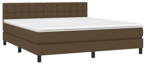 vidaXL Κρεβάτι Boxspring με Στρώμα &amp; LED Σκ.Καφέ 180x200εκ. Υφασμάτινο