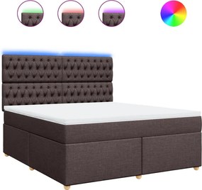 vidaXL Κρεβάτι Boxspring με Στρώμα Σκούρο Καφέ 180x200 εκ Υφασμάτινο
