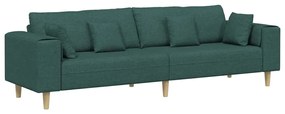 vidaXL Καναπές με μαξιλάρι Σκούρο Πράσινο 250 x 77 x 76 εκ. ύφασμα