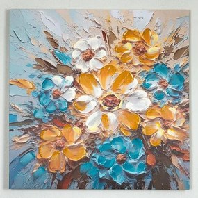 Πίνακας Καμβάς Λουλούδια 755-12124 80x2,5x80cm Multi Estheti Home Square Ξύλο, Καμβάς